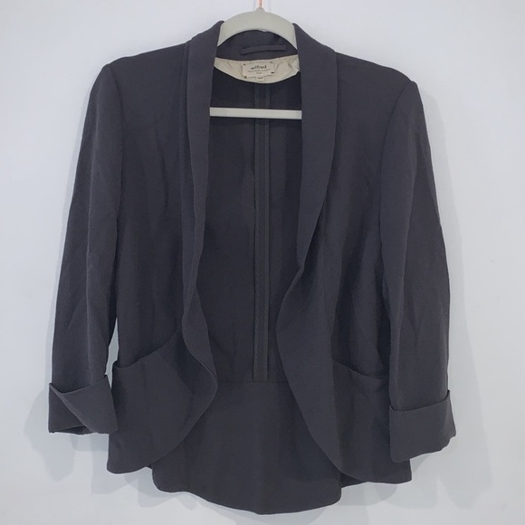 Aritzia Wilfred Grey Chevalier  Open Front Silk Blazer Jacket Coat size 4 - Picture 3 of 13